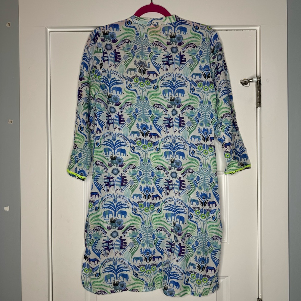 Nimo With Love Cotton Print Kaftan Midi Dress with Tassel - Picture 7 of 10